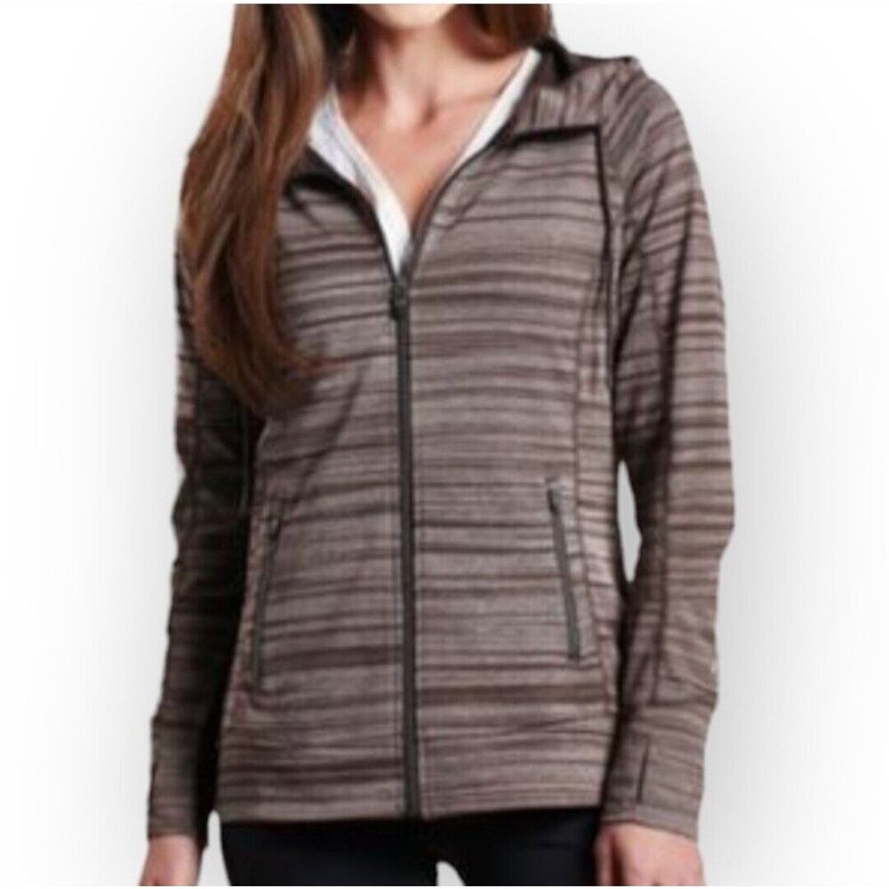 Kuhl Womens Piper Full Zip Athletic Hoodie Jacket Size XS Brown Striped
